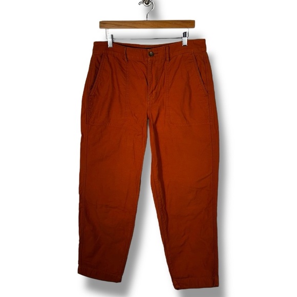 J Crew Factory Cotton Camp Straight Leg Pants, Terracotta Orange, Size 12, NWOT - Picture 1 of 11